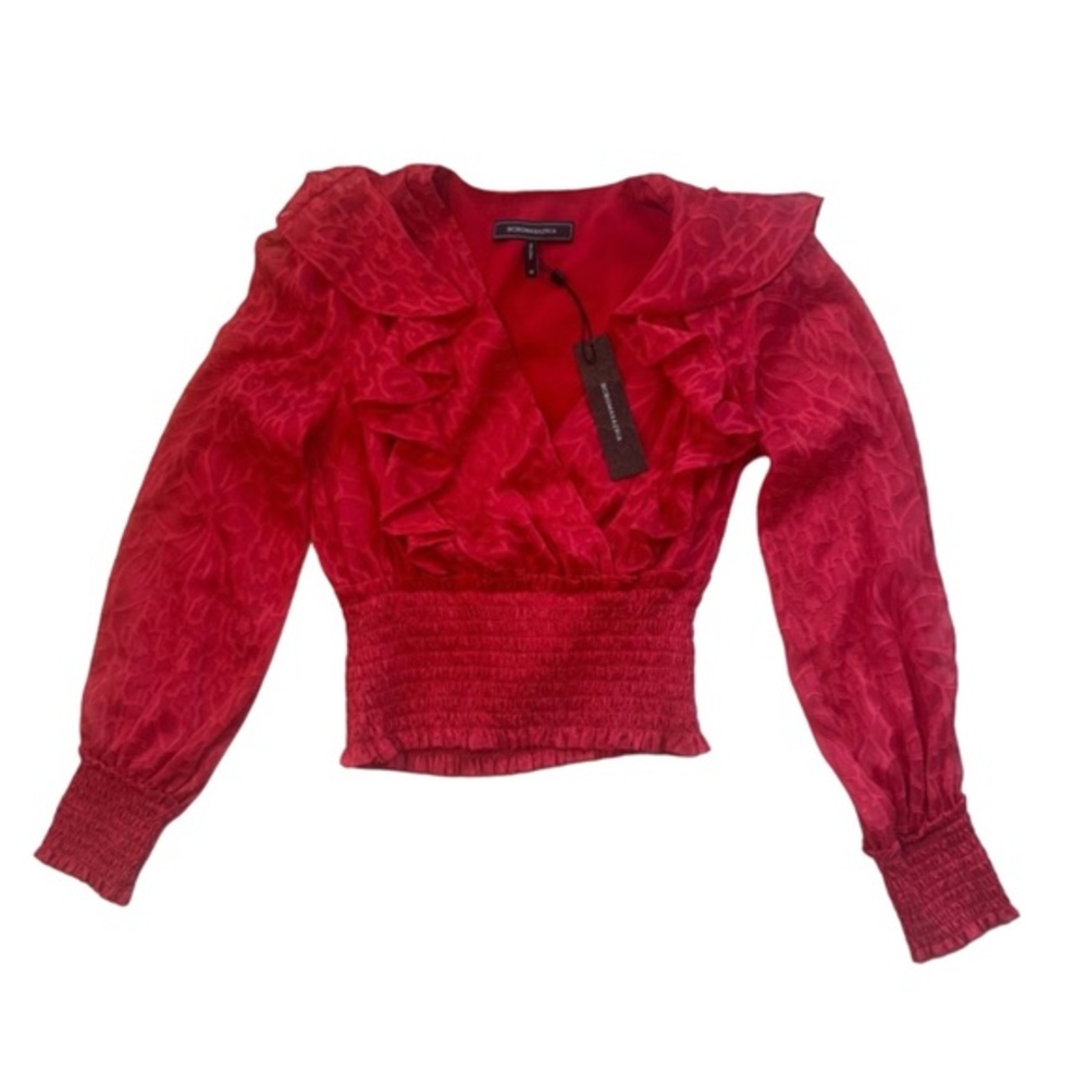 BCBGMaxAzria Scarlet Red Ruffled Blouse